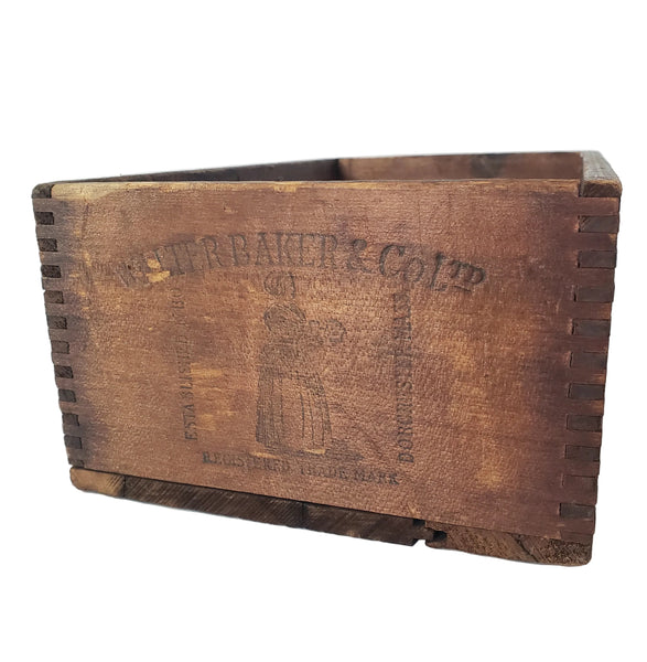Antique Dovetail Wooden Chocolate Box Walter Baker & Co. Dorchester, Massachusetts