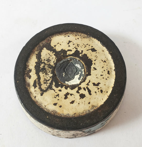 Antique Cast Iron 1 LB Mercantile Scale Weight Old Timeworn White & Blue Paint