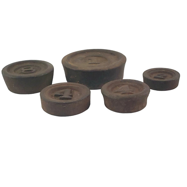 Antique Cast Iron Mercantile Balance or Beam Scale Weights Collection of 5