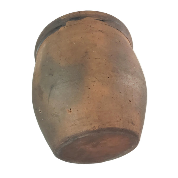 Primitive Redware Crock Single Applied Handle Glazed Interior Pennsylvania