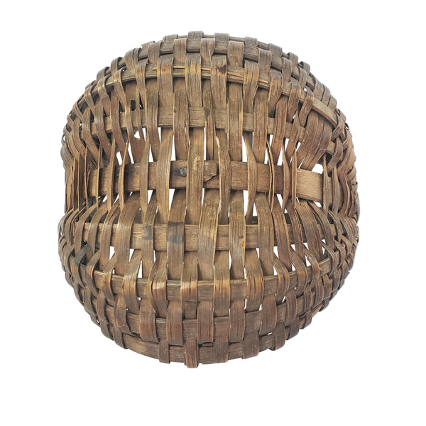 Antique Miniature Hand Woven Splint Oak Buttock Basket Single Bentwood Handle