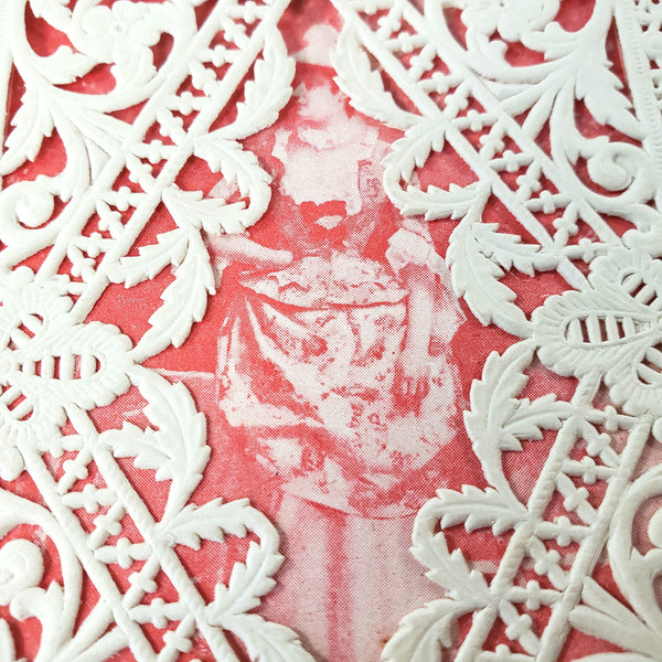 Victorian Die-Cut Lace Greeting Card Sentiment Cherub Roses