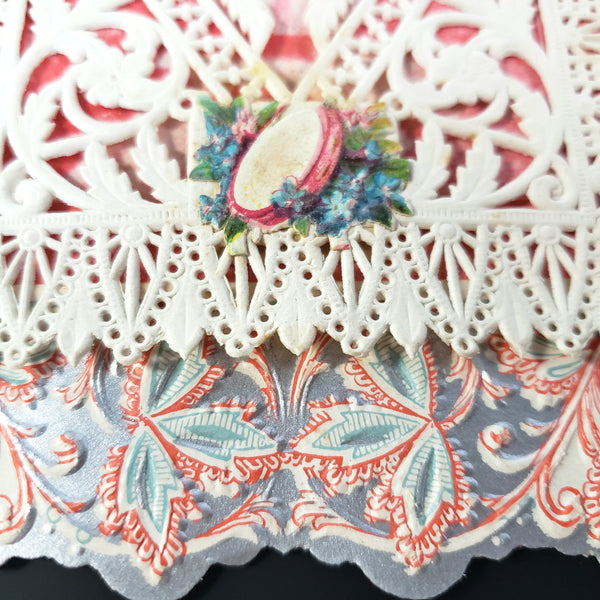 Victorian Die-Cut Lace Greeting Card Sentiment Cherub Roses