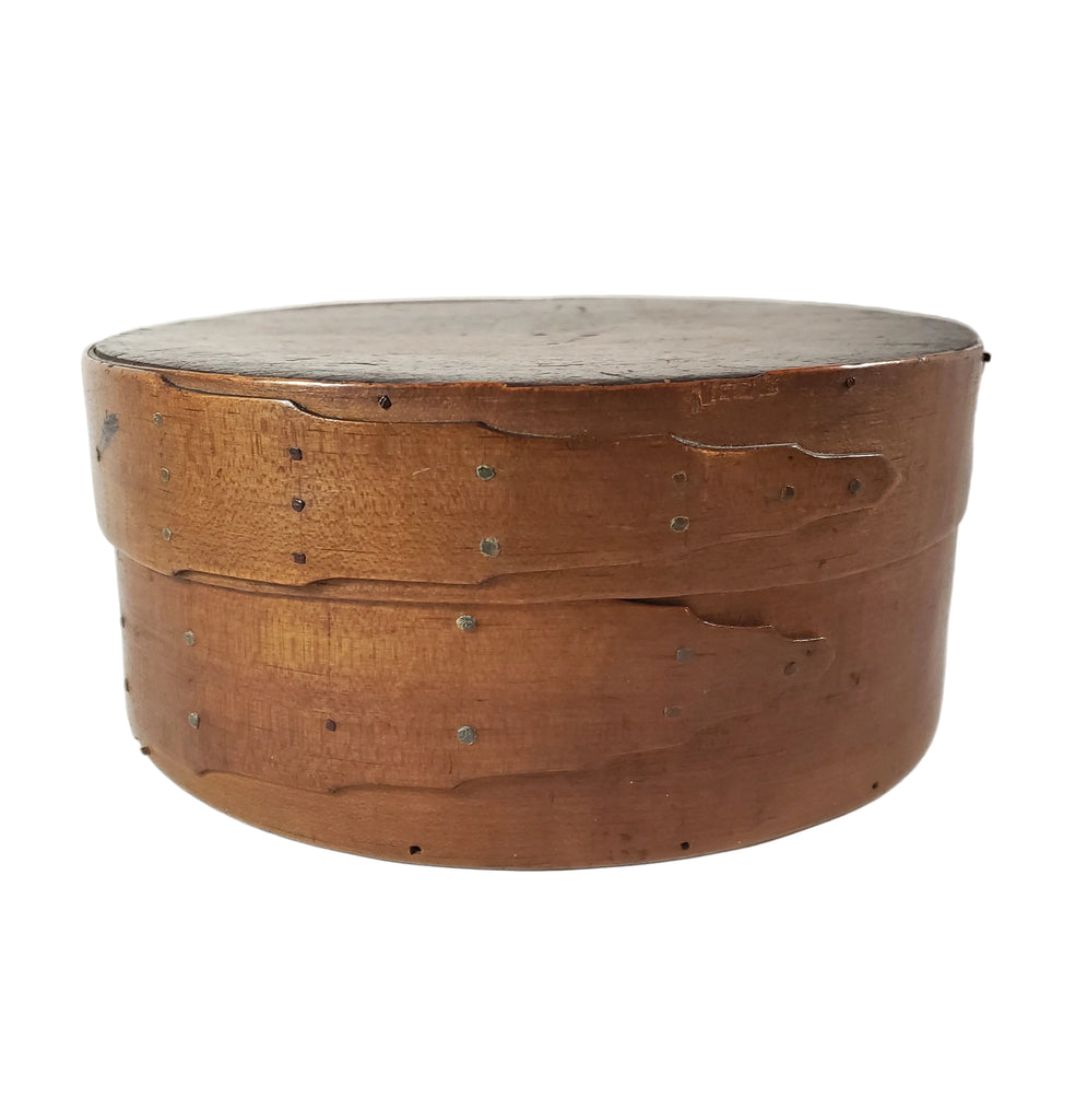 Vintage Shaker Style Round Bentwood Pantry Storage Box Scalloped Two-Finger Lap