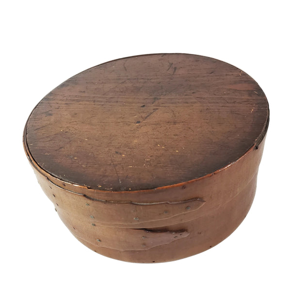 Vintage Shaker Style Round Bentwood Pantry Storage Box with Lid Scalloped Two Finger Lap