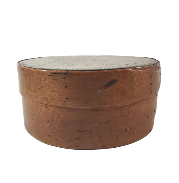 Vintage Shaker Style Round Bentwood Pantry Storage Box with Lid Scalloped Two Finger Lap