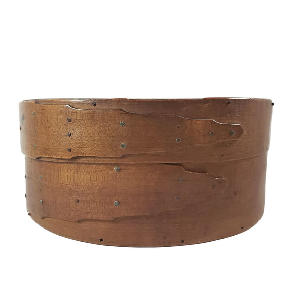 Vintage Shaker Style Round Bentwood Pantry Storage Box with Lid Scalloped Two Finger Lap