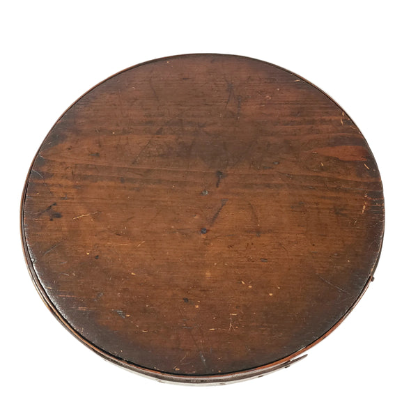 Vintage Shaker Style Round Bentwood Pantry Storage Box with Lid Scalloped Two Finger Lap