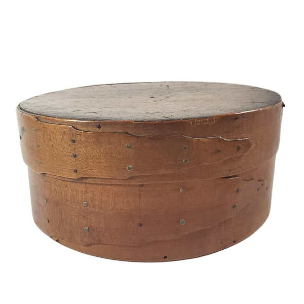 Vintage Shaker Style Round Bentwood Pantry Storage Box with Lid Scalloped Two Finger Lap