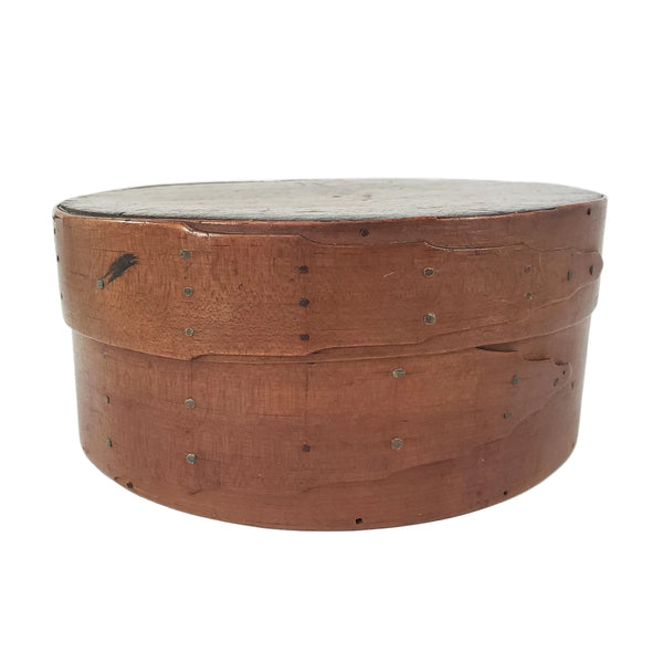 Vintage Shaker Style Round Bentwood Pantry Storage Box with Lid Scalloped Two Finger Lap