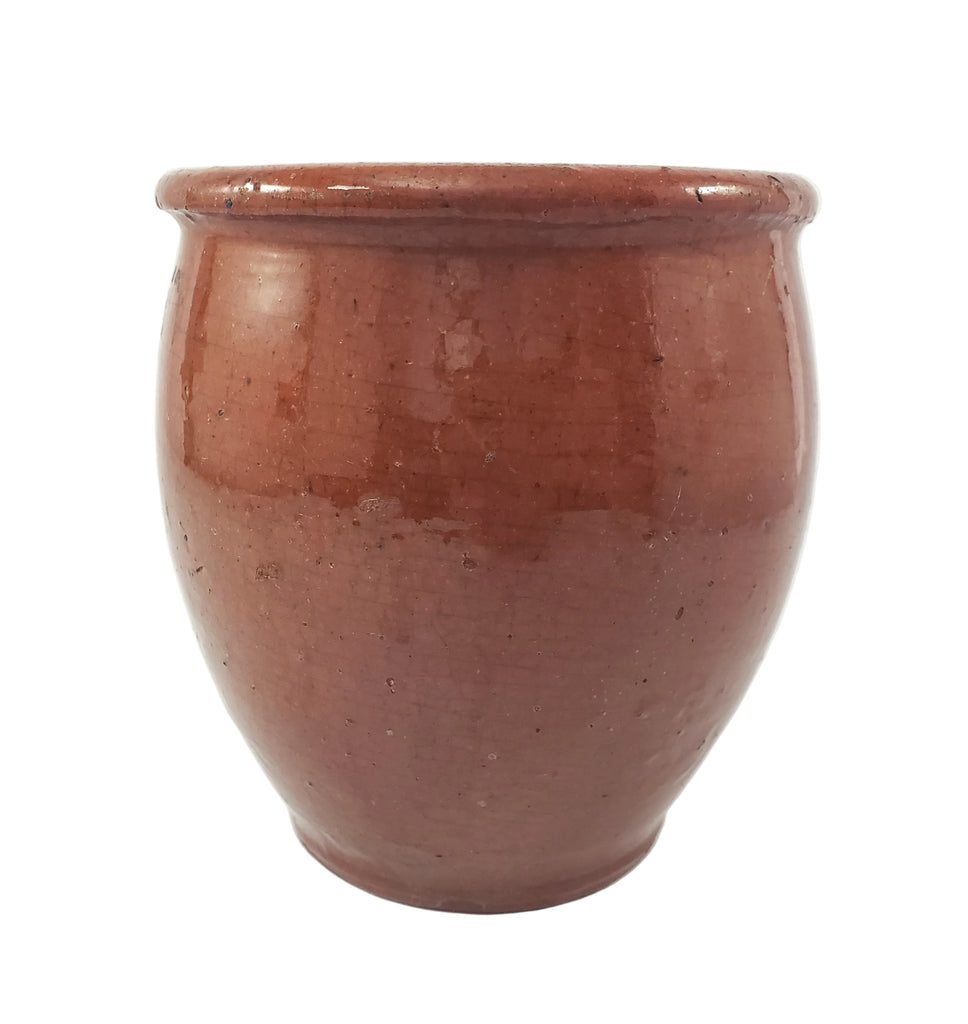 Antique Glazed Redware Apple Butter Preserve Crock 5" Dark Pumpkin Pennsylvania