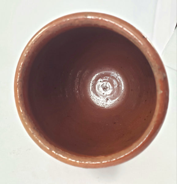 Antique Glazed Redware Apple Butter Preserve Crock 5" Dark Pumpkin Pennsylvania