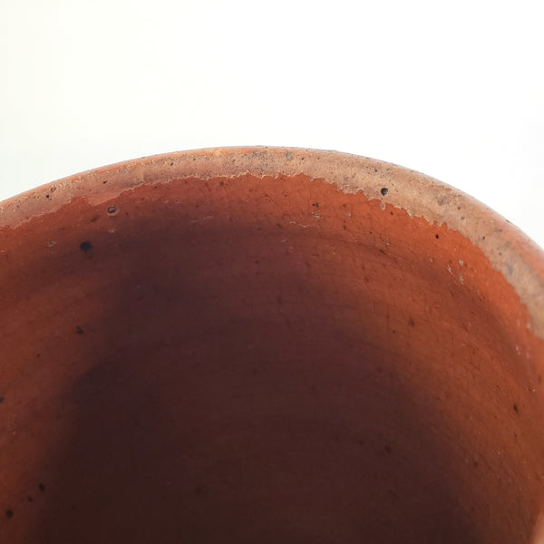 Antique Glazed Redware Apple Butter Preserve Crock 5" Dark Pumpkin Pennsylvania