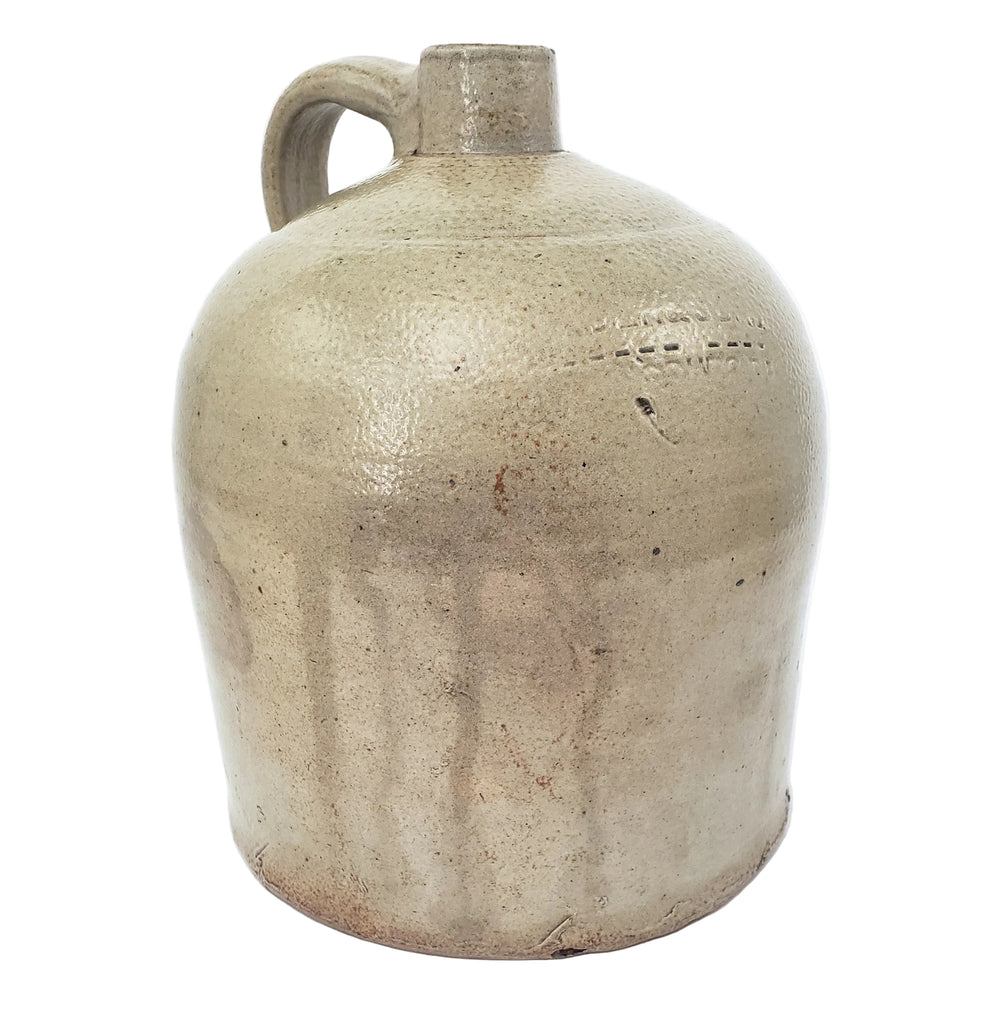 Antique Salt Glazed Stoneware Jug 1 Gallon Applied Strap Handle