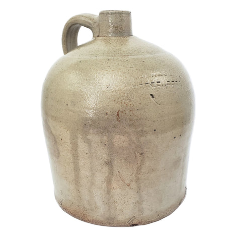 Antique Salt Glazed Stoneware Jug 1 Gallon Applied Strap Handle