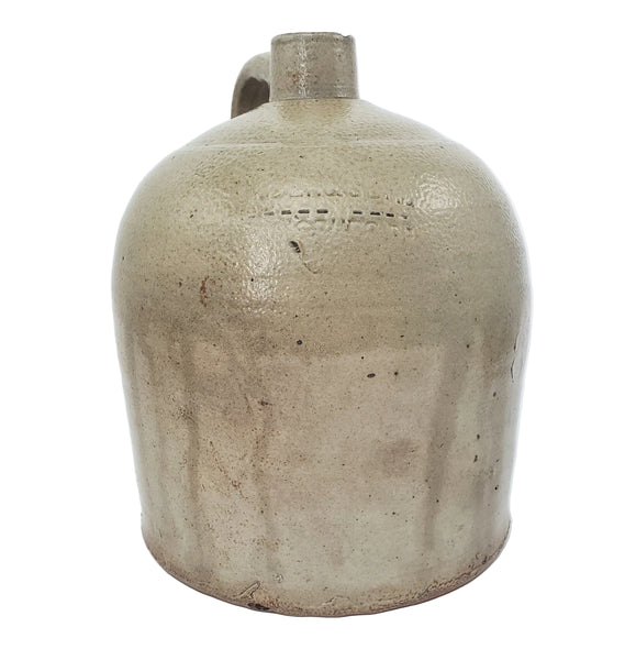 Antique Salt Glazed Stoneware Jug 1 Gallon Applied Strap Handle