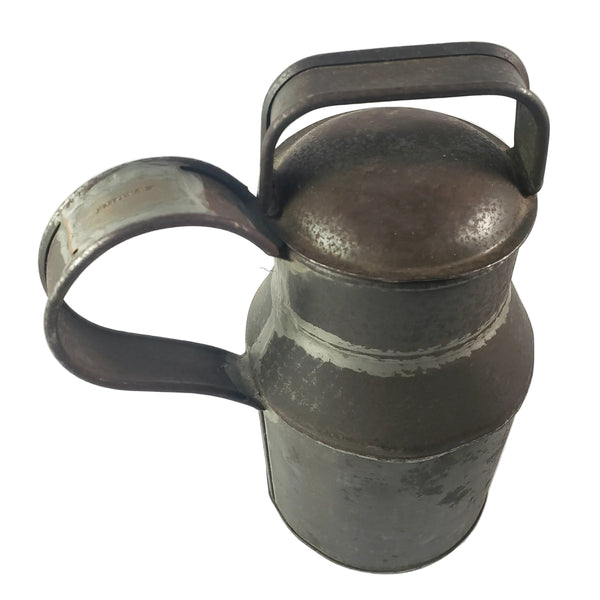 Antique 19th Century Tin Drinking Vessel Soldered Seams Original Name Tag H.C. GIBSON