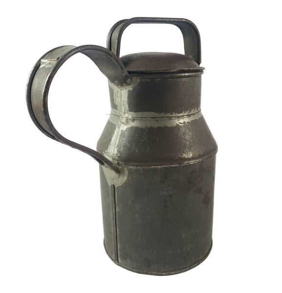 Antique 19th Century Tin Drinking Vessel Soldered Seams Original Name Tag H.C. GIBSON