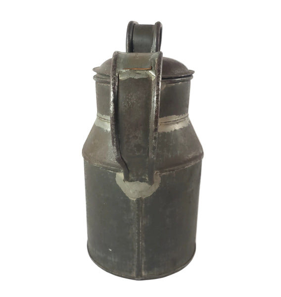Antique 19th Century Tin Drinking Vessel Soldered Seams Original Name Tag H.C. GIBSON