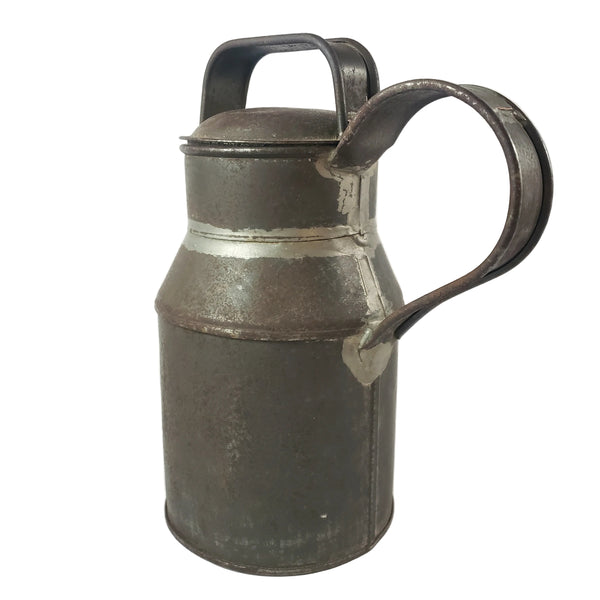 Antique 19th Century Tin Drinking Vessel Soldered Seams Original Name Tag H.C. GIBSON
