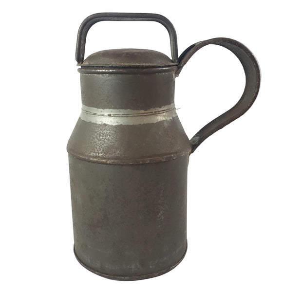 Antique 19th Century Tin Drinking Vessel Soldered Seams Original Name Tag H.C. GIBSON