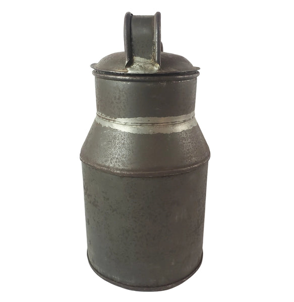 Antique 19th Century Tin Drinking Vessel Soldered Seams Original Name Tag H.C. GIBSON