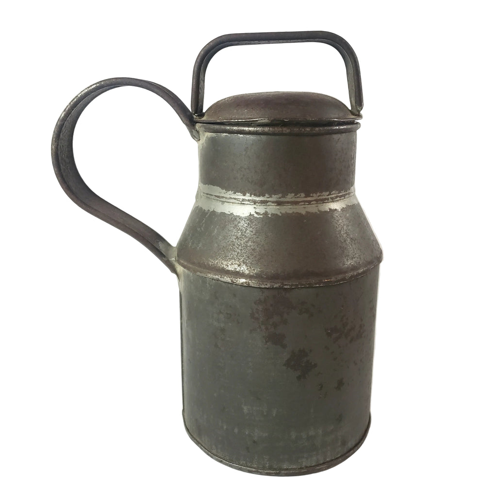 Antique 19th Century Tin Drinking Vessel Soldered Seams Original Name Tag H.C. GIBSON