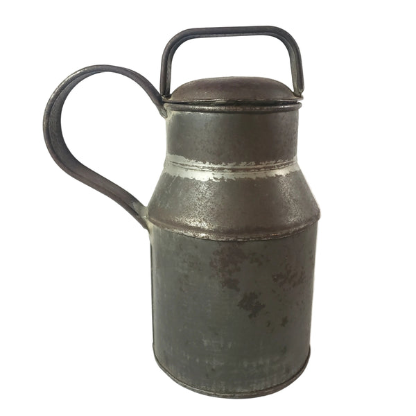 Antique 19th Century Tin Drinking Vessel Soldered Seams Original Name Tag H.C. GIBSON
