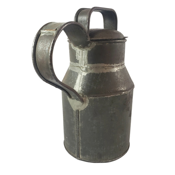 Antique 19th Century Tin Drinking Vessel Soldered Seams Original Name Tag H.C. GIBSON