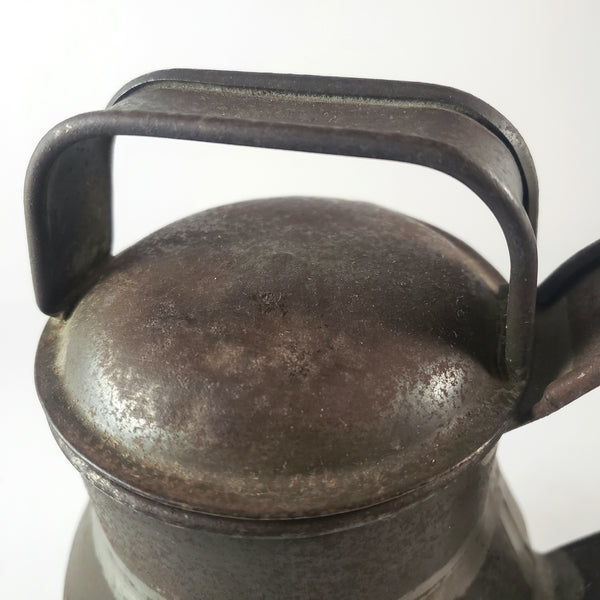 Antique 19th Century Tin Drinking Vessel Soldered Seams Original Name Tag H.C. GIBSON