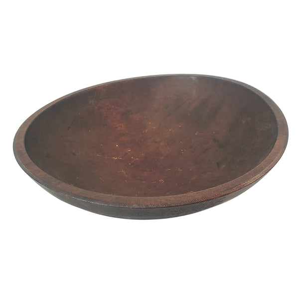Antique Hand-Turned Walnut Wooden Utilitarian Kitchen Bowl 12 1/2"