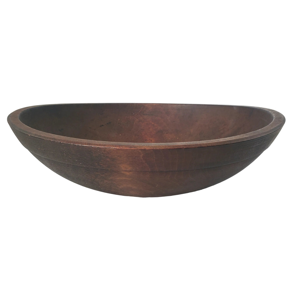 Antique Hand-Turned Walnut Wooden Utilitarian Kitchen Bowl