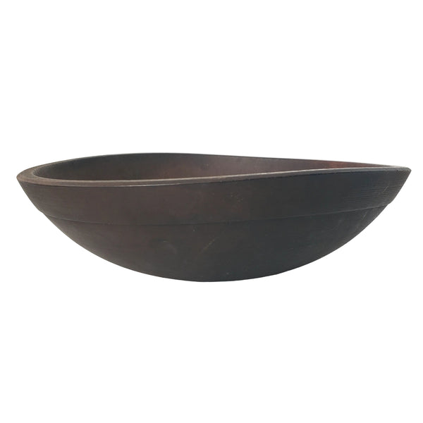 Antique Hand-Turned Walnut Wooden Utilitarian Kitchen Bowl 12 1/2"