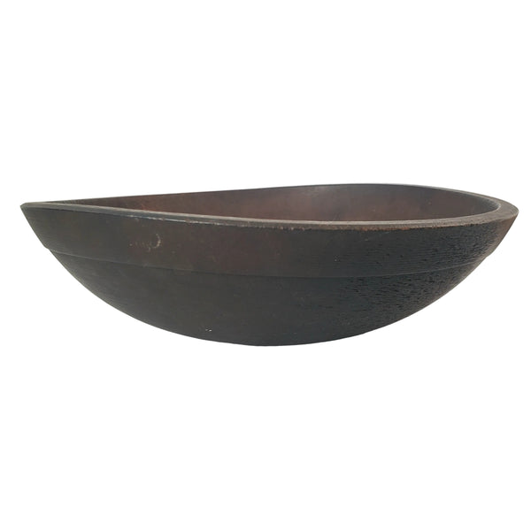 Antique Hand-Turned Walnut Wooden Utilitarian Kitchen Bowl 12 1/2"
