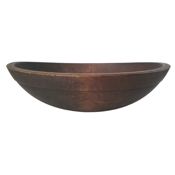 Antique Hand-Turned Walnut Wooden Utilitarian Kitchen Bowl 12 1/2"