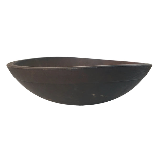 Antique Hand-Turned Walnut Wooden Utilitarian Kitchen Bowl 12 1/2"