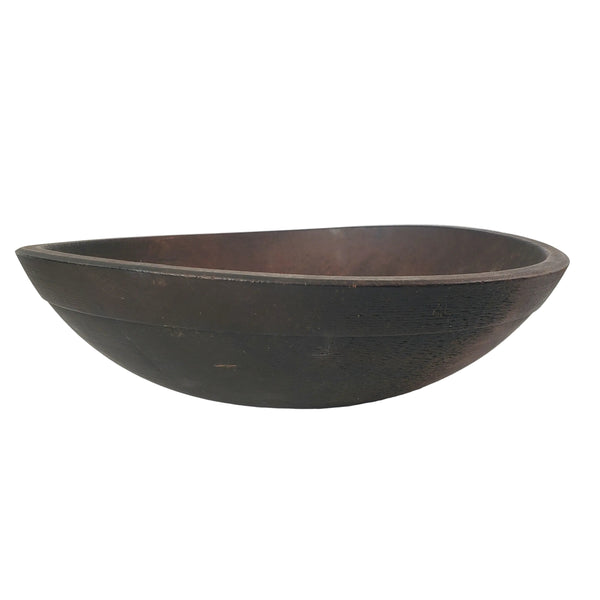 Antique Hand-Turned Walnut Wooden Utilitarian Kitchen Bowl 12 1/2"