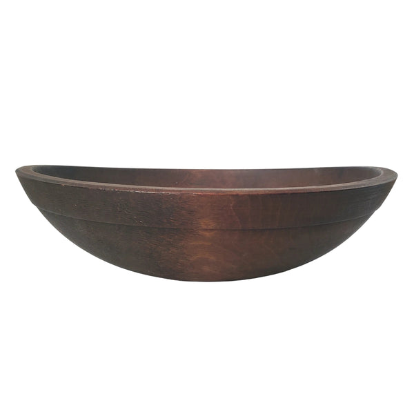 Antique Hand-Turned Walnut Wooden Utilitarian Kitchen Bowl 12 1/2"