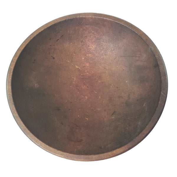 Antique Hand-Turned Walnut Wooden Utilitarian Kitchen Bowl 12 1/2"