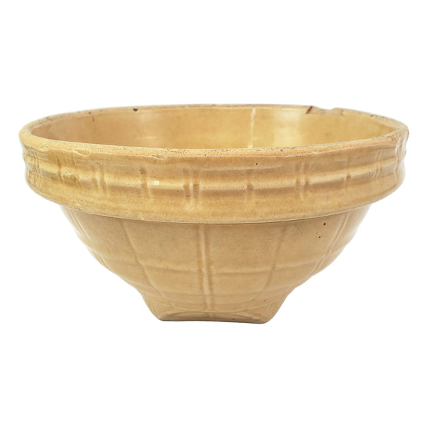 Antique McCoy Yellow Ware Mixing Bowl Window Pane 8" Shield Mark 2 Quart