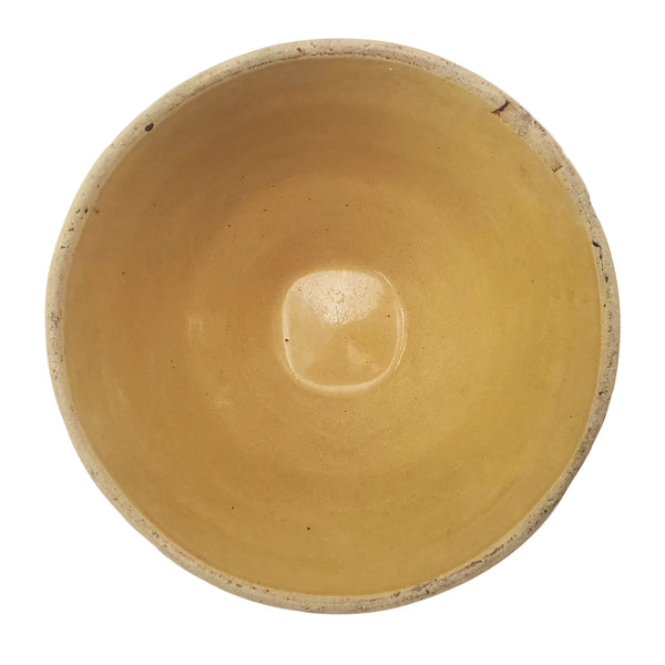 Antique McCoy Yellow Ware Mixing Bowl Window Pane 8" Shield Mark 2 Quart