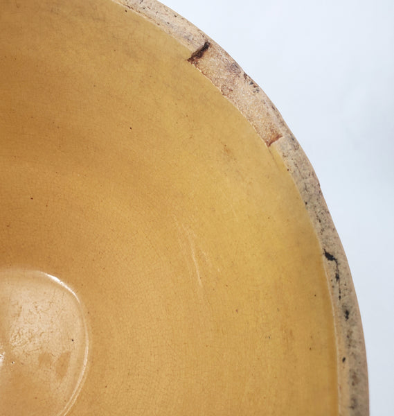 Antique McCoy Yellow Ware Mixing Bowl Window Pane 8" Shield Mark 2 Quart