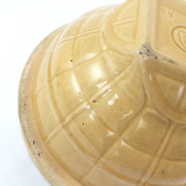 Antique McCoy Yellow Ware Mixing Bowl Window Pane 8" Shield Mark 2 Quart