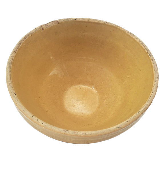 Antique McCoy Yellow Ware Mixing Bowl Window Pane 8" Shield Mark 2 Quart