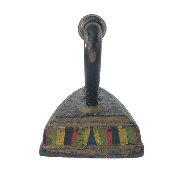 Antique Folk Art Painted Cast Iron Sad Iron Primitive Laundry