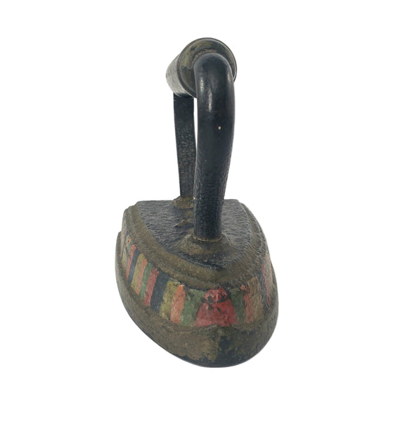 Antique Folk Art Painted Cast Iron Sad Iron Primitive Laundry