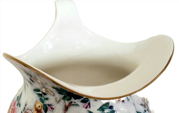 Large Antique English Crown Ducal Ware Chintz Pitcher Ascot Pattern 5 Quart