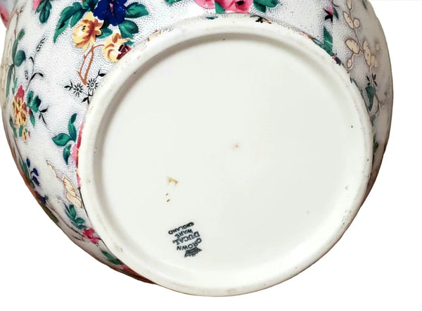 Large Antique English Crown Ducal Ware Chintz Pitcher Ascot Pattern 5 Quart