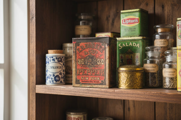 Old Large General Store ER DURKEE Spice Pepper Tin Canister 10 1/2" New York