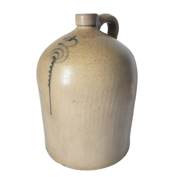 Antique 3 Gallon Salt Glazed Stoneware Jug Cobalt Blue Slip Trailing Bee Sting